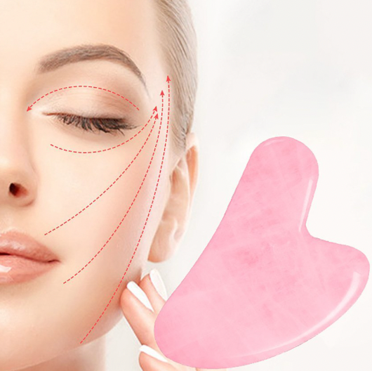 Gua Sha et roller en quartz rose